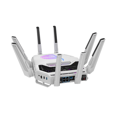 Asus WiFi 7 Tri-band Gaming Router | ROG Rapture GT-BE19000AI | 802.11ax | 10/100/1000 Mbit/s | Ethernet LAN (RJ-45) ports 1 | Mesh Support Yes | MU-MiMO Yes | 4G/5G | Antenna type External