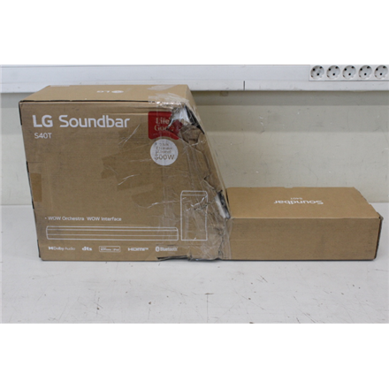 SALE OUT. LG Soundbar S40T  for TV 2.1 ch. with Bluetooth | LG Soundbar 2.1 Channel Sound System | S40T | 27 " | IPS | FHD | 16:9 | 60 Hz | 14 ms | 1920 x 1080 | 250 cd/m² | HDMI ports quantity 2 | Black | Warranty 24 month(s) | DAMAGED PACKAGING | Bluetooth
