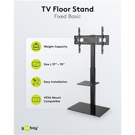 Goobay Floor stand | TV Floor Stand Basic, Size L | Swivel | 37-70 " | Maximum weight (capacity) 40 kg | Black