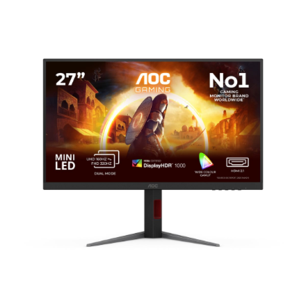 AOC | U27G4XM | 27 " | Fast IPS | UHD | 16:9 | 160 Hz | 1 ms | 3840 x 2160 pixels | 1200 cd/m² | HDMI ports quantity 1 | Black