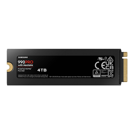 Samsung | 990 PRO with Heatsink | 4000 GB | SSD form factor M.2 2280 | Solid-state drive interface M.2 NVME | Read speed 7450 MB/s | Write speed 6900 MB/s