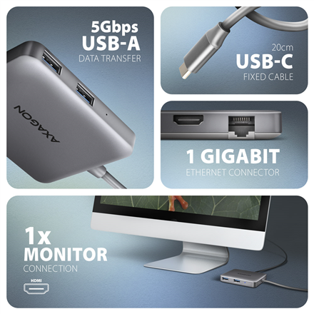 AXAGON USB-C 5Gbps SuperSpeed 5in1 Hub | HMC-5HL