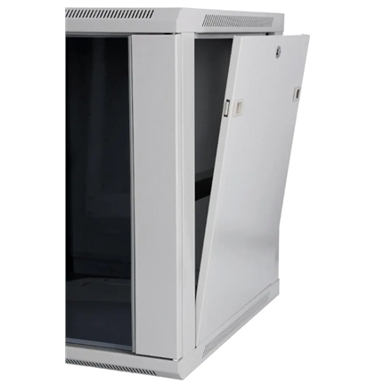 SOMI Networks | 22U, 19″ Network Wall Cabinet | 22U-60/60FPC | With Front Glass Doors; Unassembled | Depth: 60 cm | Gray