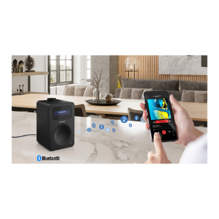 Sharp DR-430(BK) Digital Radio, FM/DAB/DAB+, Bluetooth 5.0, Midnight Black | Sharp | Digital Radio | DR-430(BK) | Bluetooth | Midnight Black