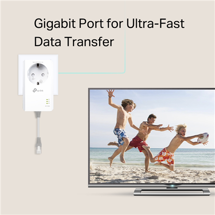 TP-LINK | AV1000 Gigabit Passthrough Powerline Adapter | TL-PA7017P | 1000 Mbit/s | Ethernet LAN (RJ-45) ports 1 | No Wi-Fi | Extra socket