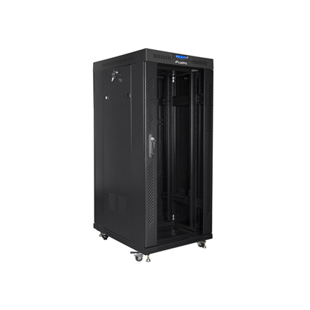 Lanberg | Rack cabinet 19" free-standing 27U/800x1200 (flat pack) with glass door, LCD | FF01-8227-12BL | Black
