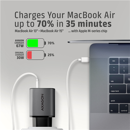 AXAGON Wall charger 67W, 2x port (USB-A + USB-C) PD3.0/PPS/QC4+/SFC 2.0/Apple | ACU-PQ67