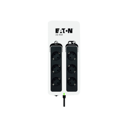 Eaton 3S Gen2 UPS DIN, 450 VA, 270 W, Input: Schuko, Outputs: (3) Schuko, (3) Schuko surge only, Tower | 3S450D