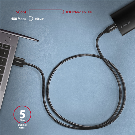 AXAGON | Data and charging USB 3.2 Gen1 cable, 1.5 m | BUCM3-AM15AB | USB Type C - USB Type A