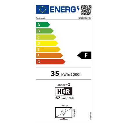 Samsung | LS37D802EAUXEN | 37 " | VA | 16:9 | 60 Hz | 5 ms | 3840 x 2160 pixels | 350 cd/m² | HDMI ports quantity 1 | Black