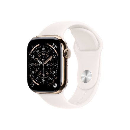 Apple Watch Series 11 GPS + Cellular 42mm Gold Titanium Case with Light Blush Sport Band - M/L | Apple