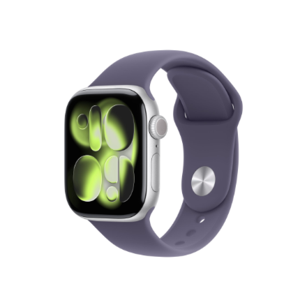 Apple Watch Series 11 GPS + Cellular 42mm Silver Aluminium Case with Purple Fog Sport Band - S/M | Apple