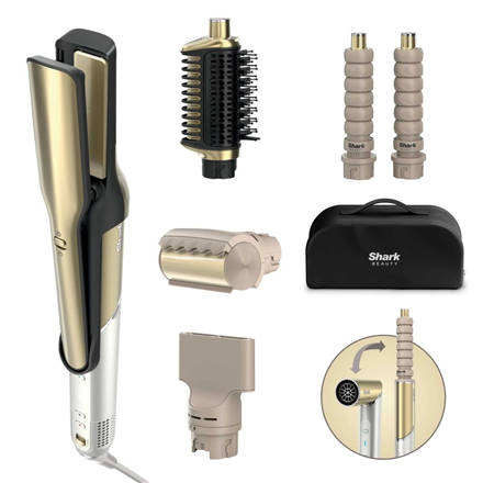 Shark Glam Ceramic & Air Styling and Drying System with FrizzFighter | HD6051SEU | Number of heating levels 3 | 1500 W | Gold