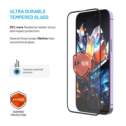Fixed Screen protector | Apple | iPhone 17 Pro Max | Tempered glass | Black | Armor with Anti-dust applicator and AR layer