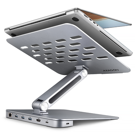 AXAGON Desk Mount | HMC-STND USB-C 5Gbps Stand and Hub 7in1 | Adjustable Height, Tilt | 10-16 " | Aluminum