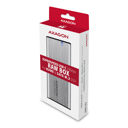 AXAGON External USB-C 3.2 Gen 2 metal box for M.2 NVMe & SATA SSD disks | EEM2-SG2