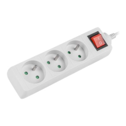 Lanberg Cable Power Strip, 3X French Outlets with Switch, Quality-Grade Copper, 1.5 m | PS1-03E-0150-W