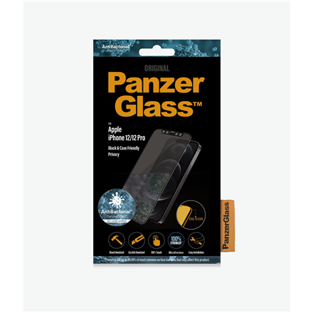 PanzerGlass | Apple | For iPhone 12/12 Pro | Glass | Black | 100% touch; The coating is non-toxic | Case Friendly
