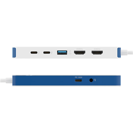 Hyper HyperDrive Flex 9 Port Dual 4K HDMI Dock, White/Blue | HD4103BUGL | HDMI ports quantity 2