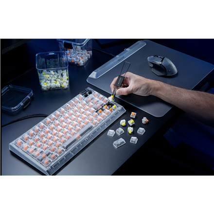 Razer Hot-swappable Mechanical Gaming Keyboard | BlackWidow V4 75% | Gaming Keyboard | Wired | US | Razer Mechanical Switches (Tactile) | Phantom White Edition