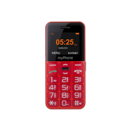 myPhone | Halo Easy | Red | 1.77 " | TFT | 24 MB | 32 MB | Single SIM | Bluetooth | Main camera resolution 0.3 MP | 1000 mAh