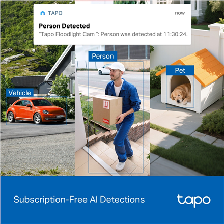 TP-LINK Tapo C710 | Pan/Tilt Security Floodlight Camera | 3 MP | F/2.0 | IP65 | H.264 | microSD up to 512 GB