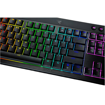 Razer | BlackWidow V4 Low-Profile Tenkeyless HyperSpeed | Keyboard | Wireless | US | Bluetooth | Green Switches | Black