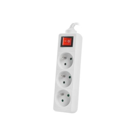 Lanberg Cable Power Strip 3M 3X French Outlets with Switch, Quality-Grade Copper | PS1-03E-0300-W