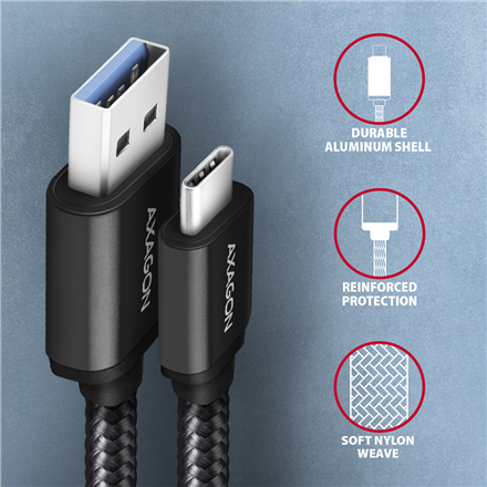 AXAGON | Data and charging USB 3.2 Gen 1 cable, 1 m | BUCM3-AM10AB | USB Type A - USB Type C