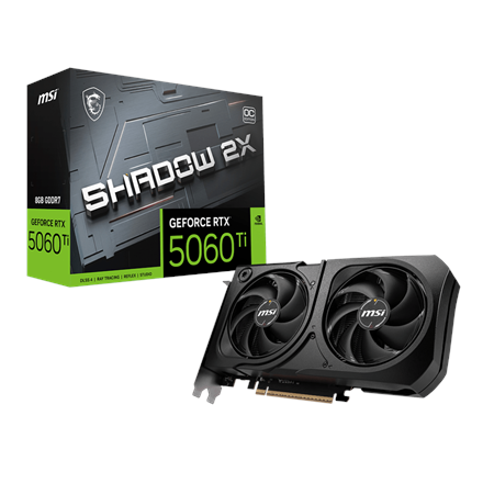 MSI GeForce RTX 5060 Ti 8G SHADOW 2X OC PLUS Bulk Pack | NVIDIA | 8 GB | GeForce RTX 5060 Ti | GDDR7 | HDMI ports quantity 1 | PCI Express Gen 5 x16 (uses x8)