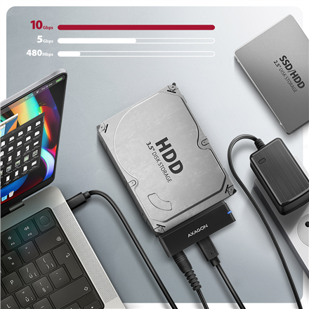 AXAGON USB-C 10Gbps FAST PORT X adapter for 2.5"/3.5" SSD/HDD | ADSA-FPX