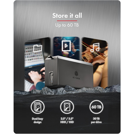 Raidsonic | RAID-System Dual bay, HDD/SSD USB 3.2 (Gen 2) with fan | IB-RD3720-CU3