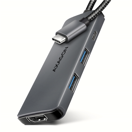 AXAGON USB 5Gbps hub, 3x USB-A, HDMI 4k/30Hz, PD 100W, 100cm USB-C cable | HMC-5H
