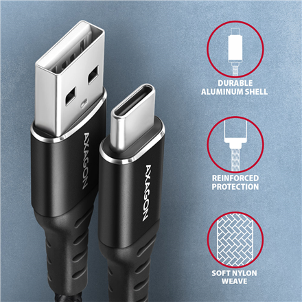 AXAGON | Data and charging USB 2.0 cable, 1 m | BUCM-AM10AB | USB-C to USB-A
