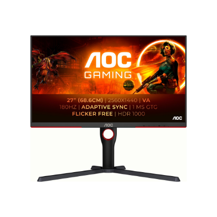 AOC | Monitor | Q27G3XMN/BK | 27 " | VA | 16:9 | 180 Hz | 1 ms | 2560 x 1440 pixels | 700 cd/m² | HDMI ports quantity 2 | Black