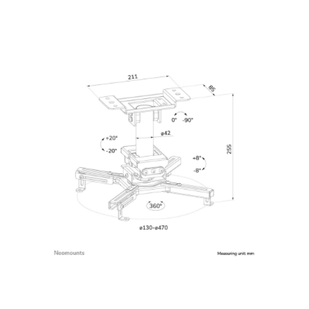 Neomounts Ceiling mount | CL25-530BL1 Beamer ceiling mount | Rotate, Tilt, Swivel | Maximum weight (capacity) 45 kg | Black