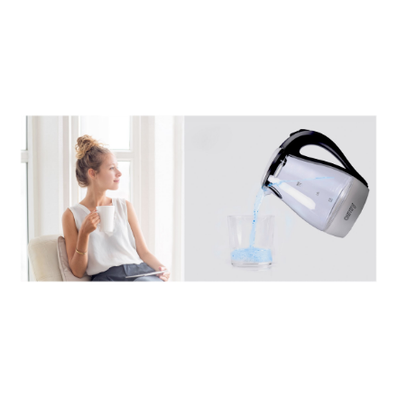Camry | Kettle | CR 1251 | Standard | 2000 W | 1.7 L | Glass | 360° rotational base | Glass/Black