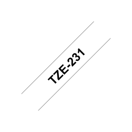 Brother | TZ-231 Laminated Tape | Black on White | TZe | 8 m | 1.2 cm
