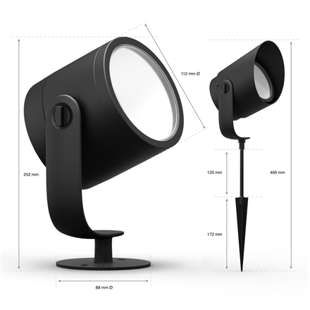 Philips Hue WCA Lily XL Outdoor Spot Light 24V | 15 W | 2000-6500 Hue White Colour Ambiance