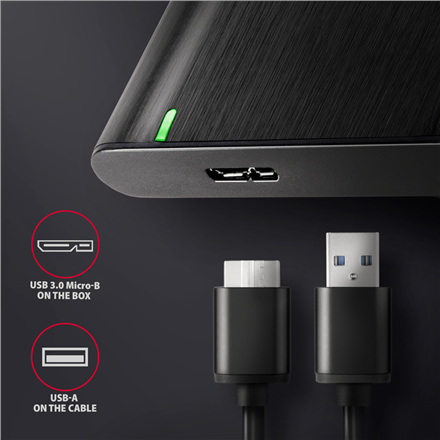 AXAGON Screwless aluminum USB 3.2 Gen 1 - SATA 6G external box for 2.5" SSD/HDD | EE25-A6M