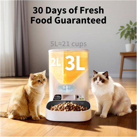 PETKIT YumShare Dual-hopper 2 Automatic Feeder with Camera | Capacity 5 L | Material ABS, 304 stainless steel | White