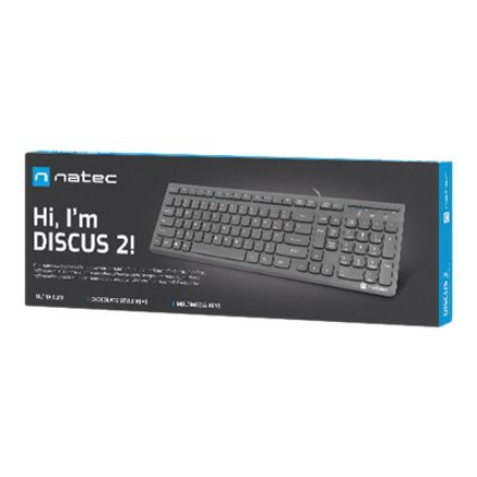 Natec | Keyboard | Discus 2 Slim | Standard | Wired | US | Black