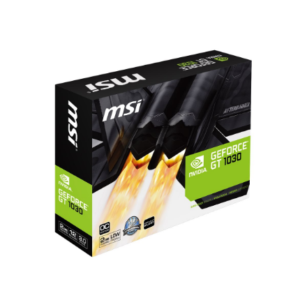 MSI | GeForce GT 1030 2GHD4 LP OC | NVIDIA | 2 GB | GeForce GT 1030 | DDR4 | HDMI ports quantity 1 | PCI Express 3.0 x16 (uses x4) | Memory clock speed 2100 MHz