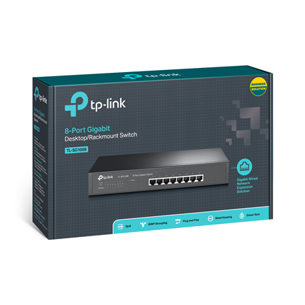 TP-LINK | 8-Port Gigabit Switch | TL-SG1008 | Unmanaged | Desktop/Rackmountable