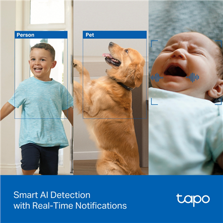 TP-LINK Tapo C250 | Pan/Tilt AI Home Security Wi-Fi Camera | PTZ | 8 MP | 4mm/F1.6 | H.265 | MicroSD Card up to 512 GB