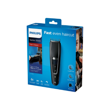 Philips | Series 5000 Beard and Hair Trimmer | HC5632/15 | Cordless or corded | Number of length steps 28 | Step precise 1 mm | Black
