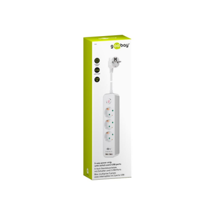 Goobay | 41264 3-Way Power Strip with Switch and USB | Sockets quantity 3