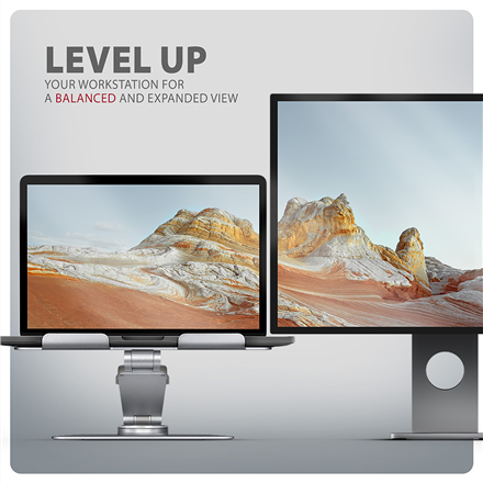 AXAGON Desk Mount | STND-LR stand with 360° rotation for laptops and tablets | Adjustable Height, Angle | 10-17.3 " | Aluminum