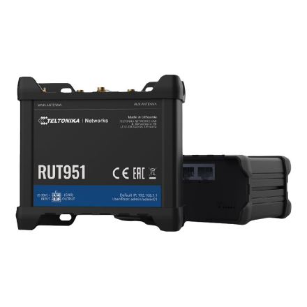 Industrial Cellular router | RUT951 | 802.11n | 10/100 Mbit/s | Ethernet LAN (RJ-45) ports 4 | Mesh Support No | MU-MiMO No | 2G/3G/4G | Antenna type 	2 x SMA for LTE, 2 x RP-SMA | 0