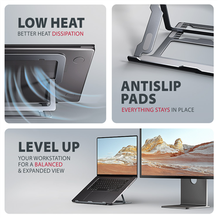AXAGON STND-LAG stand for laptops and tablets | Adjustable Height, Angle | 10-17.3 " | Maximum weight (capacity) 20 kg | Grey